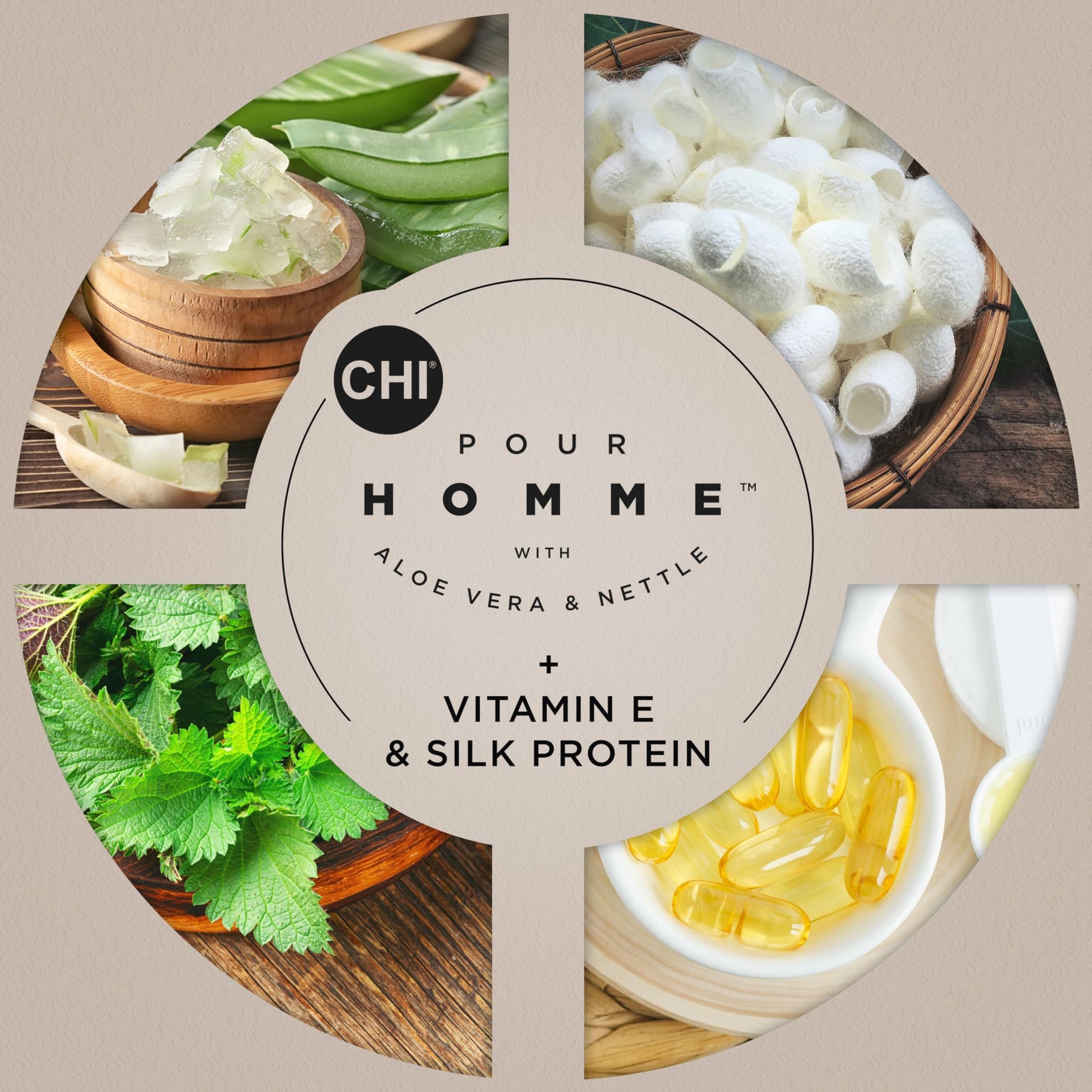 CHI Pour Homme 3-in-1 Cleansing & Moisturizing Hair, Face & Body Wash, Made With Aloe Vera & Nettle, Fresh, Woody Scent, Sulfate-Free, 11.5 oz