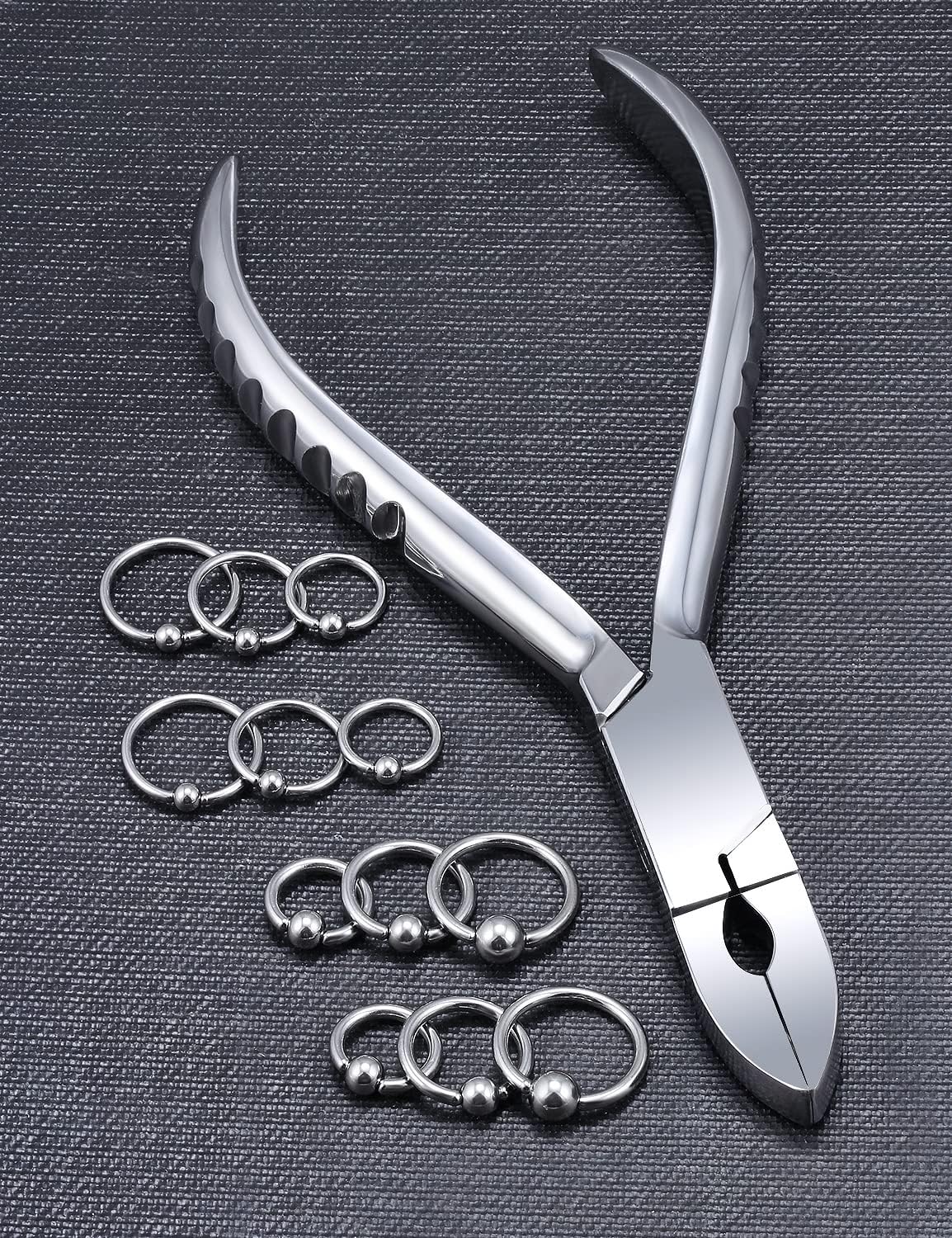 316L Surgical Steel Body Piercing Tools Kit - 9 Styles for Nose, Septum, Lip, Tongue & More