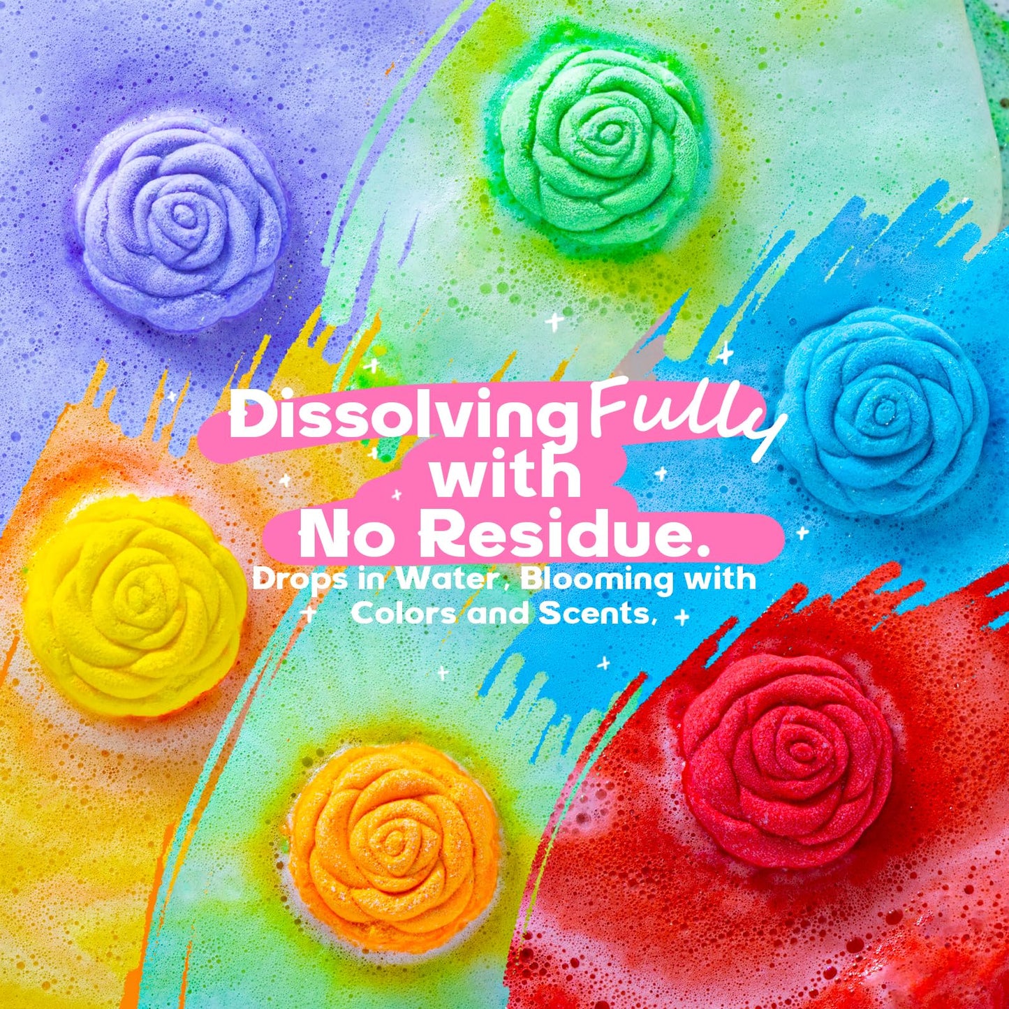 30 Rose-Shaped Bath Bombs – Handmade with Natural Ingredients, 6 Calming Scents, Relaxing Spa Gifts for Women, Men, Teens & Kids – Self Care Gifts for Summer & Birthdays