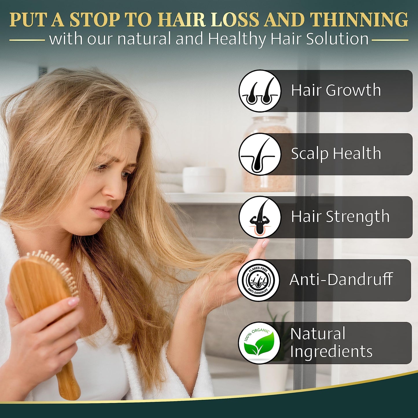 AROMA DEAD SEA Black Mud Shampoo - Fights Dandruff, Thinning Hair, Weak Roots & Itchy Scalp. Prevents Hair Loss & Encourages Growth. Ideal for Damaged Hair (8.45 fl.oz)