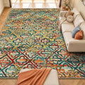 Grass Multicolor 8' x 10' Bohemian Washable Area Rug - Non-Slip, Stain-Resistant