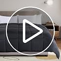 Queen Cooling Comforter - Dark Grey Lightweight Bamboo Duvet Insert, 90x90