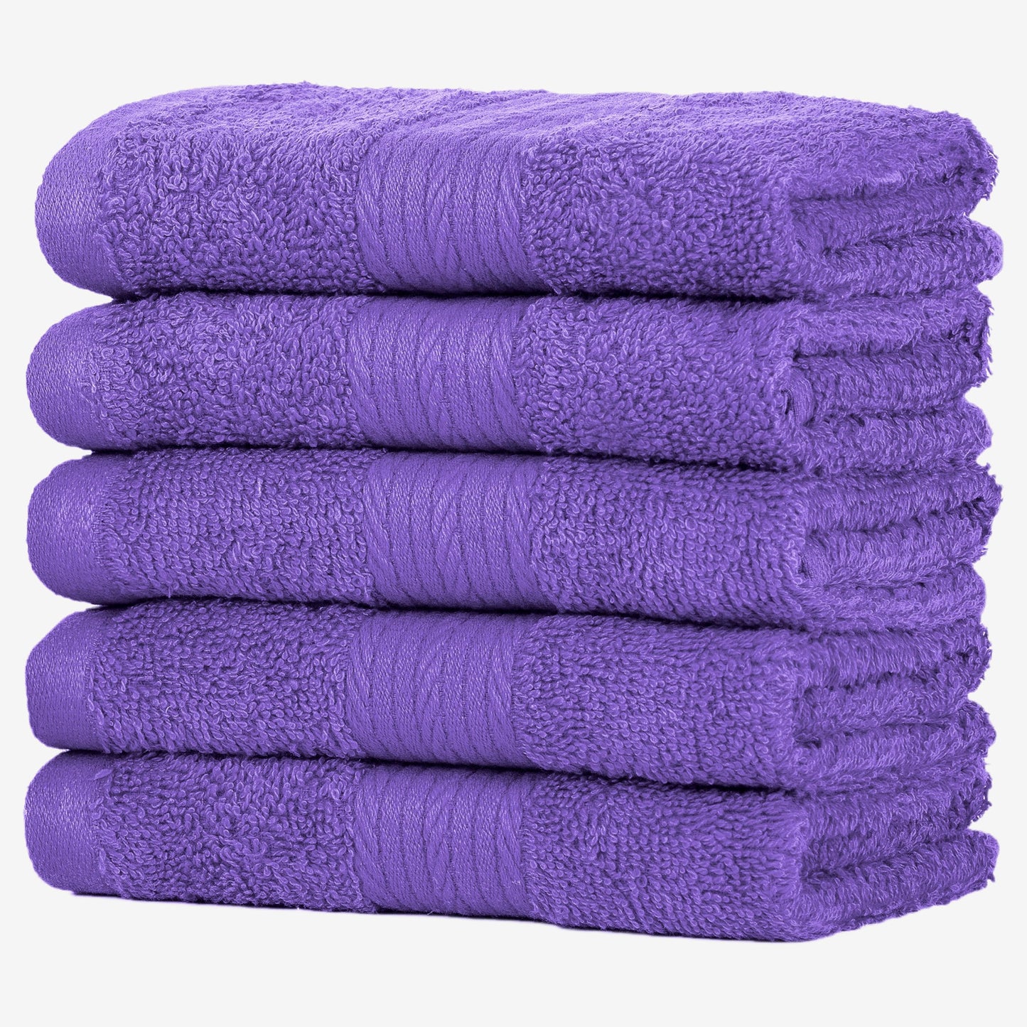 Ample Decor Washcloths Pack of 5 12 X 12 Inch, 600 GSM 100% Cotton Soft Absorbent, Premium Quality Durable Ideal for Bathroom, Pool, Hotel, Spa - Purple