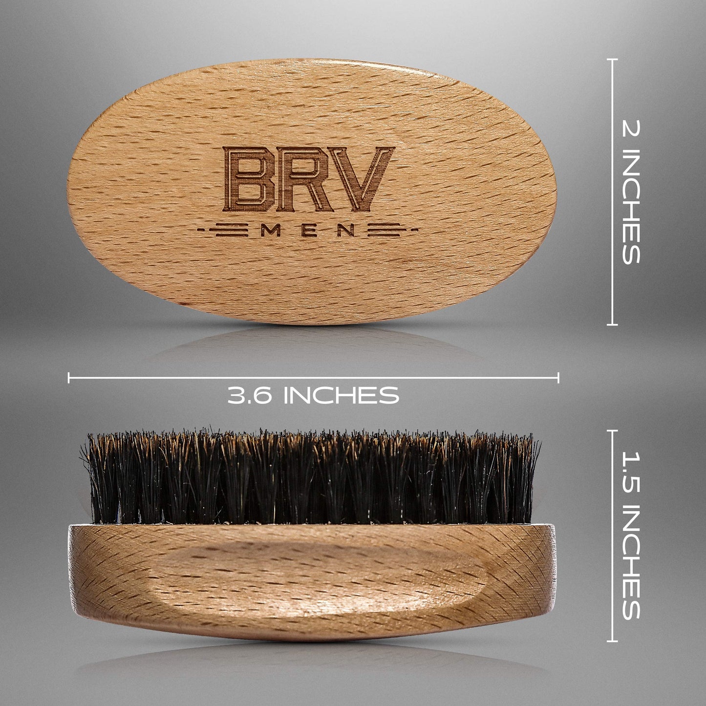 BRV MEN Beard Brush | Firm Boar Bristles | First-Cut Boar Hair Bristles | The Ideal Gift For Men (Beechwood)