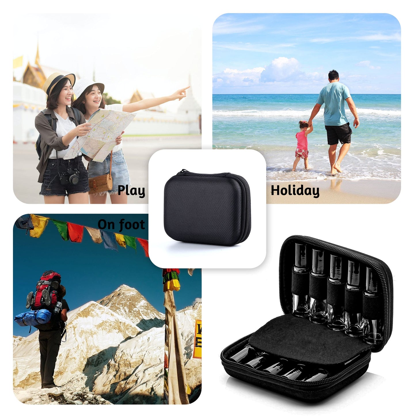 BLLREMIPSUR Essential Oil Carrying Case Holds 10 Bottles (5/10/15ml), Hard Shell Roller Bottles Storage Bag, Travel Portable Essential Oils Bottles Organizer