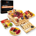 Bamboo Charcuterie Board Gift Set with Hidden Drawers, Knives & Bowls – Large Cheese Board for Entertaining