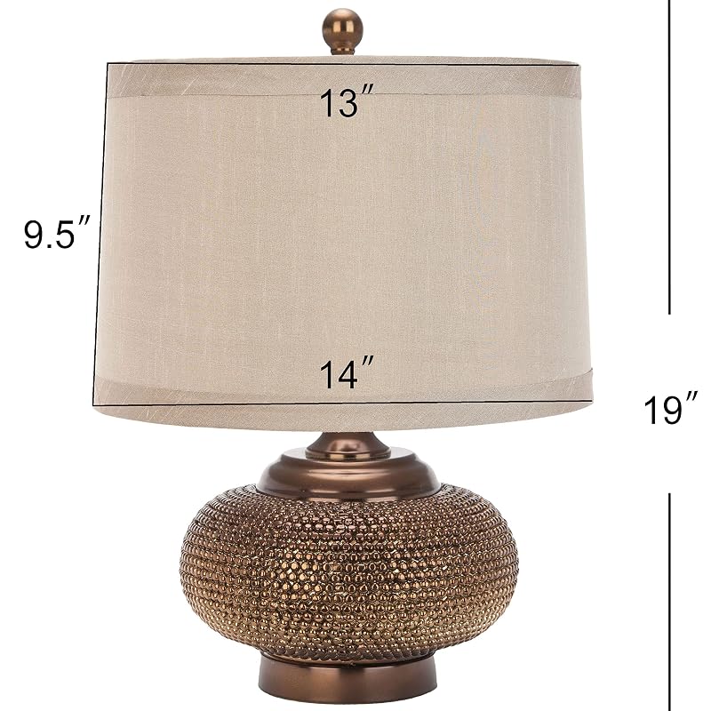 Safavieh Alexis 19" Table Lamp - Taupe Polyresin with Copper Finish