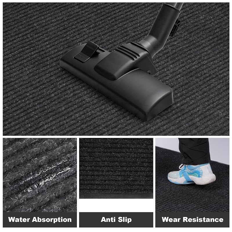 Commercial Floor Mat 3' x 16'5" Indoor/Outdoor - Black with Variation: Black+2'11" x 16'5"