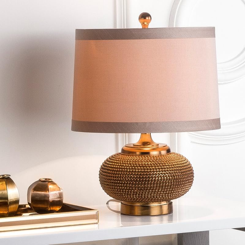 Safavieh Alexis 19" Table Lamp - Taupe Polyresin with Copper Finish