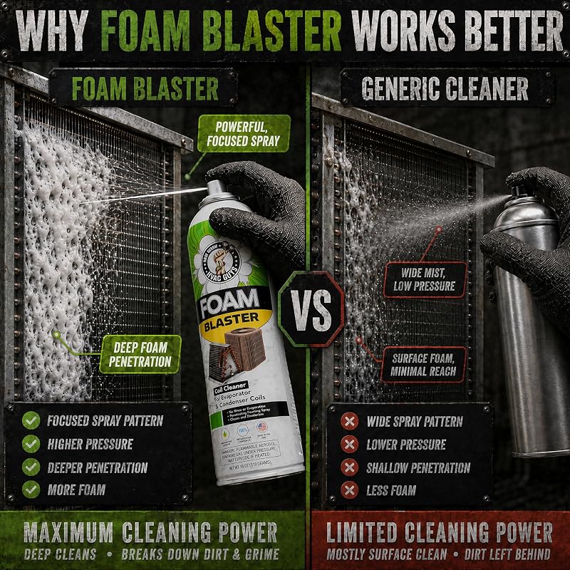 Leak Saver Foam Blaster 18 Fl Oz (Pack of 6) AC Coil Cleaner Foam Spray - No-Rinse Evaporator & Light-Rinse Condenser