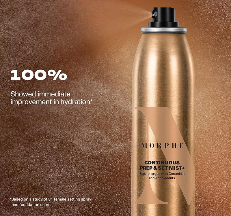 Morphe Continuous Prep & Set Hydrating Setting Spray 2.8 fl oz (Pack of 2) - Ceramides & Antioxidants