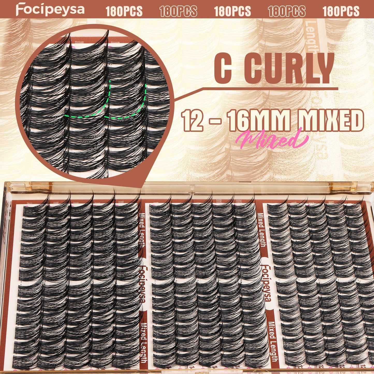 Focipeysa Natural Lash Clusters Wispy Lash Extensions 12-16mm Spiky Manga Eyelash Clusters Salon Effect Pestañas Postizas Naturales DIY Individual Eyelash Extensions at Home