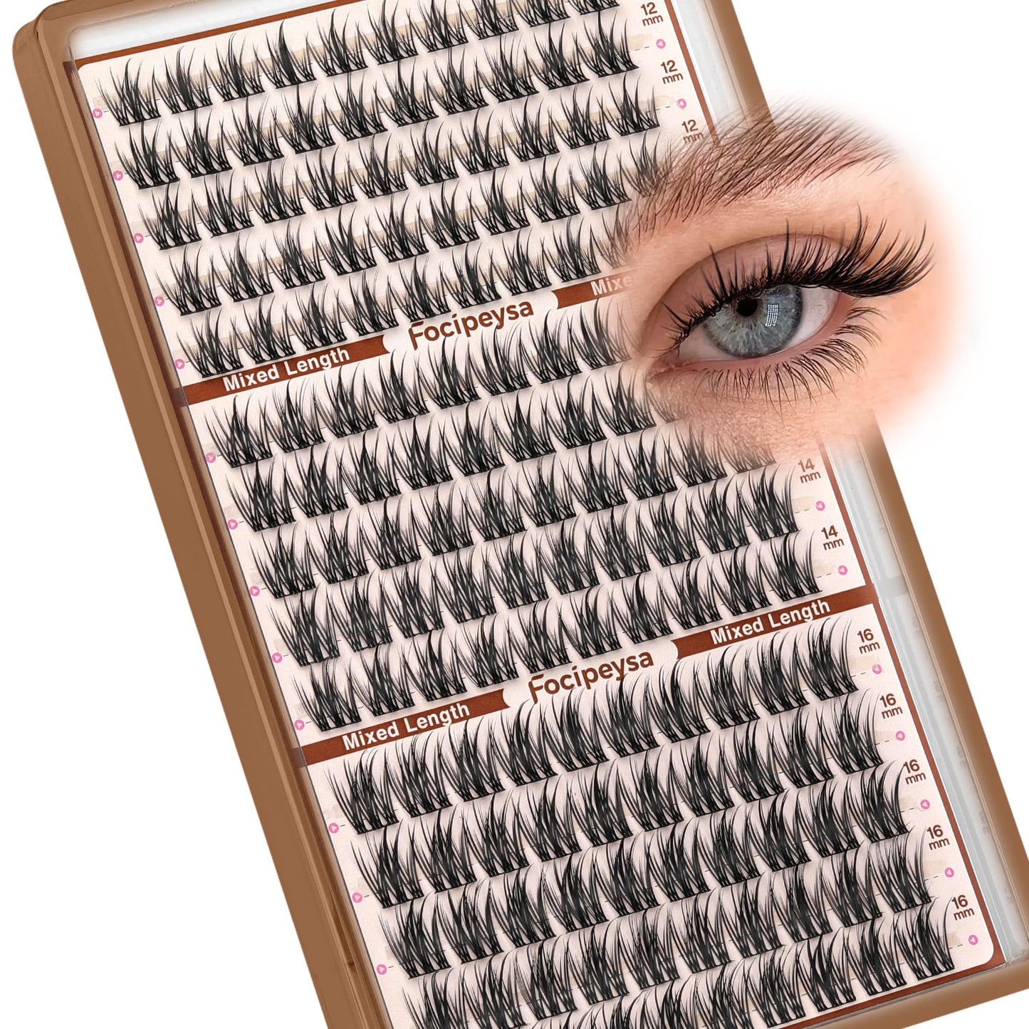 Focipeysa Manga Eyelashes Clusters Wispy Eyelashes Extensions 12-16mm Natural Manga Eyelash Clusters Salon Effect Pestañas Postizas Naturales Spiky Individual Lash Extensions at Home