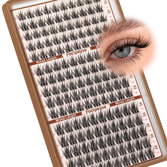 Focipeysa Manga Eyelashes Clusters Wispy Eyelashes Extensions 12-16mm Natural Manga Eyelash Clusters Salon Effect Pestañas Postizas Naturales Spiky Individual Lash Extensions at Home