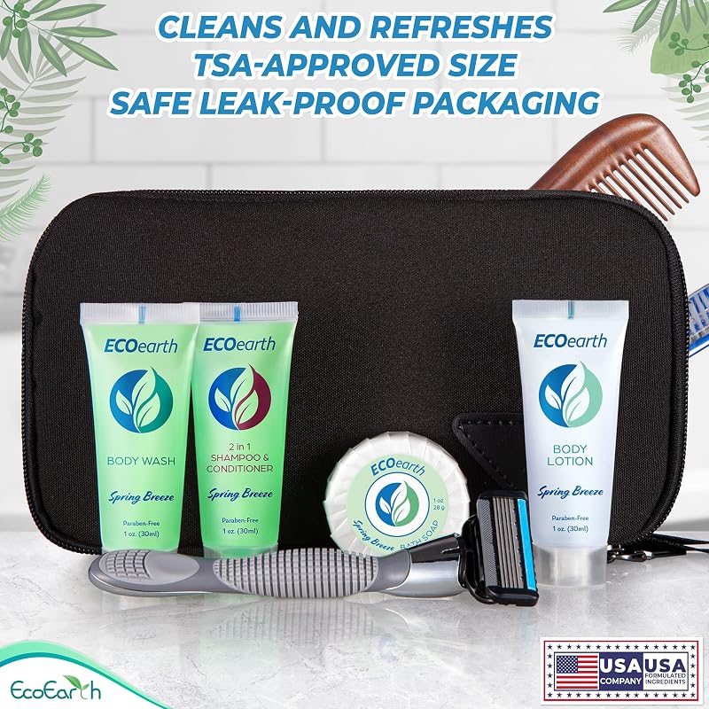 EcoEarth 1 Fl Oz Travel Size 2-in-1 Shampoo & Conditioner, 100-pk Spring Breeze – Hotel Amenities