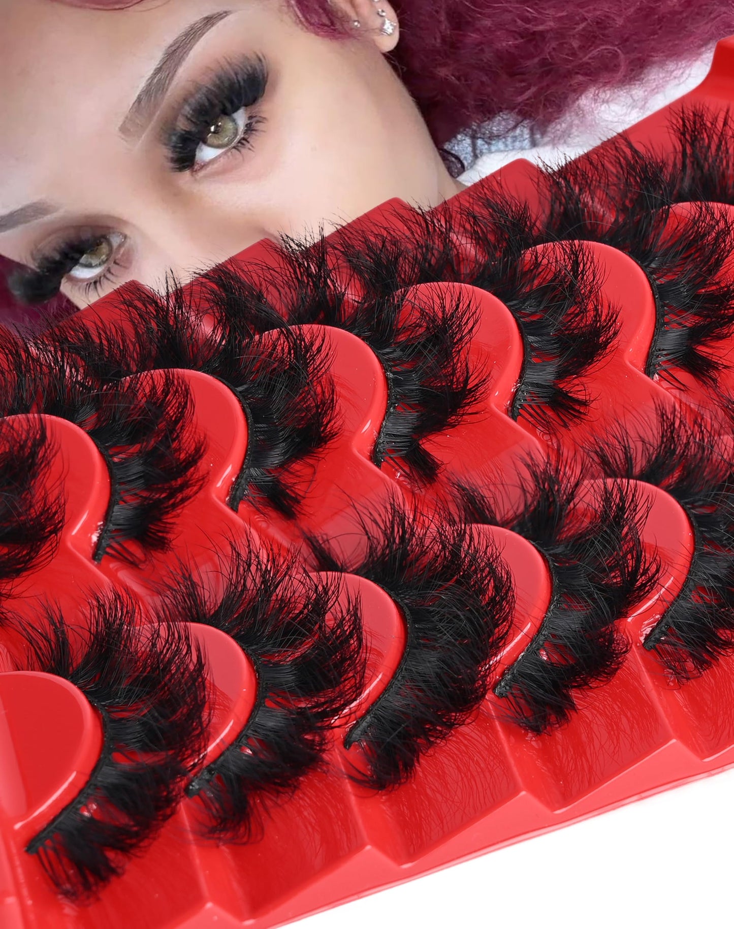 Strip Lashes That Look Like Lash Clusters 12-20mm Fluffy 80D Volume False Eyelashes Wispy Soft Curly Eye Lashes 7 Pairs Waterproof Faux Mink Lashes Big Personality Red Box Lashes, by Allureza