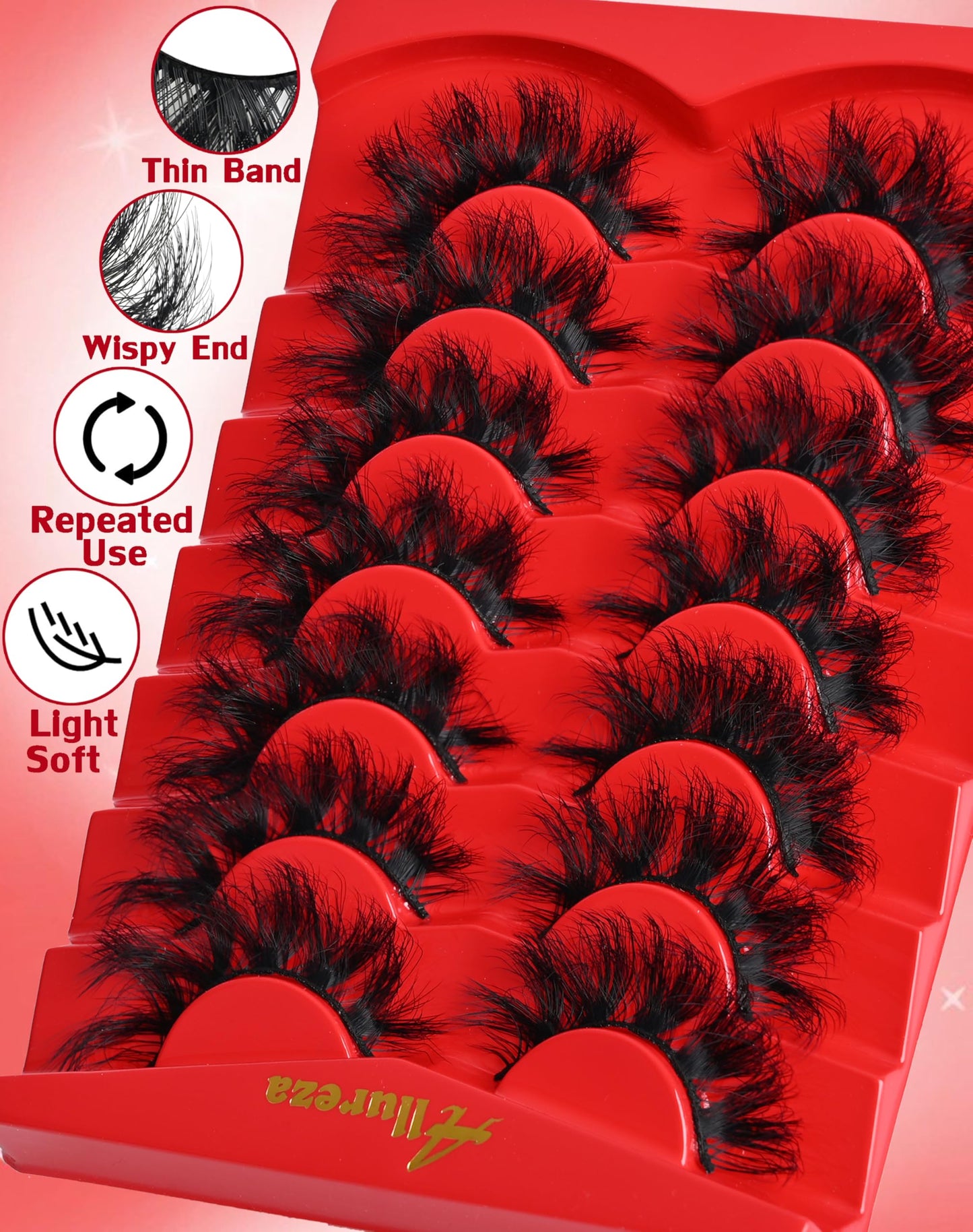 Strip Lashes That Look Like Lash Clusters 12-20mm Fluffy 80D Volume False Eyelashes Wispy Soft Curly Eye Lashes 7 Pairs Waterproof Faux Mink Lashes Big Personality Red Box Lashes, by Allureza