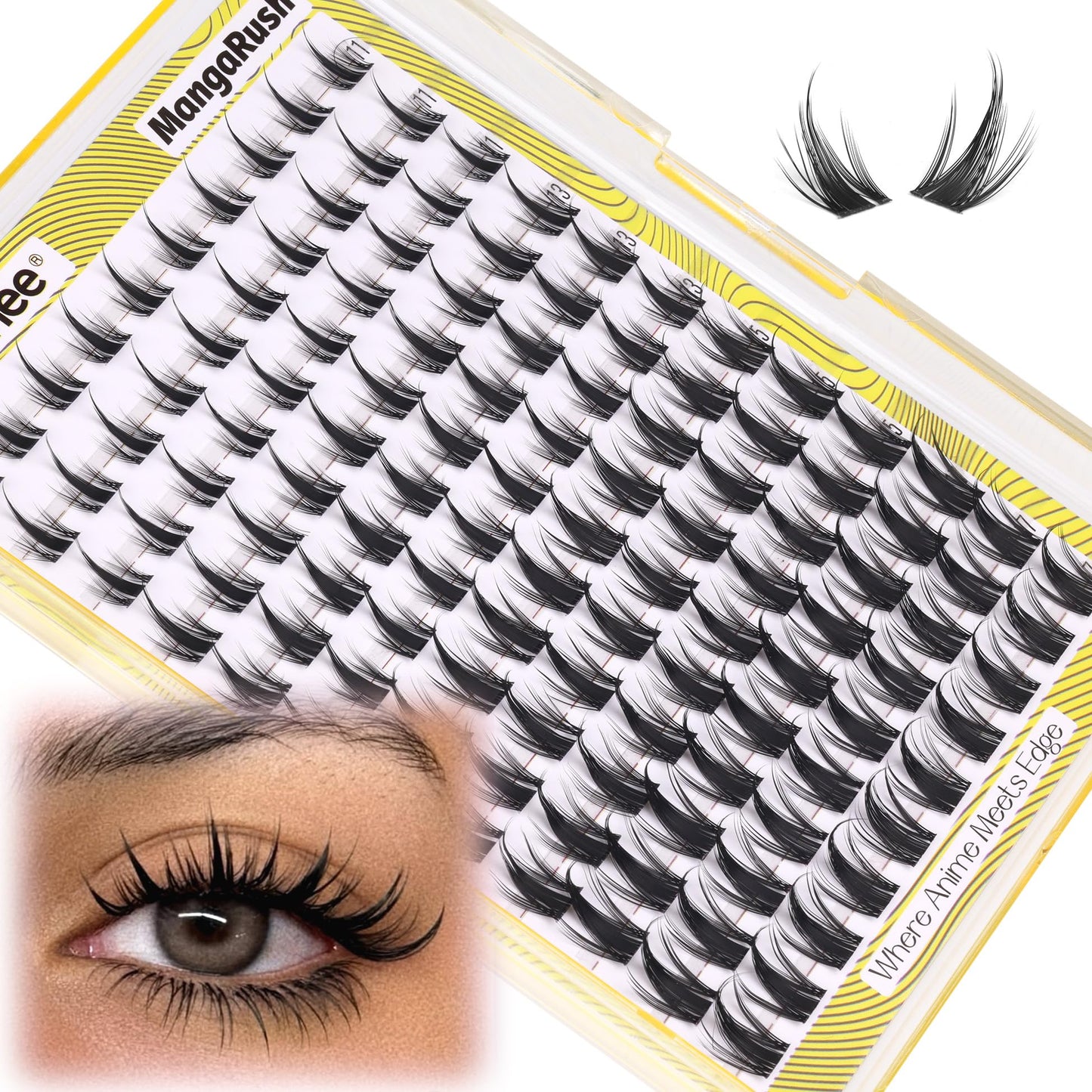 Manga Lash Clusters Anime Eyelash Clusters Spiky Individual Lash Extensions Natural Fairy Cluster Lashes 120 Pcs 11-17MM CC-Curly Cluster Eyelash Extensions Wispy DIY Lash at Home by Mavphnee
