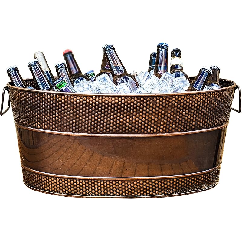 Copper Finish Heavy-Duty Beverage Tub, 6 Gallon – Oval by Brekx (Variation: Copper)