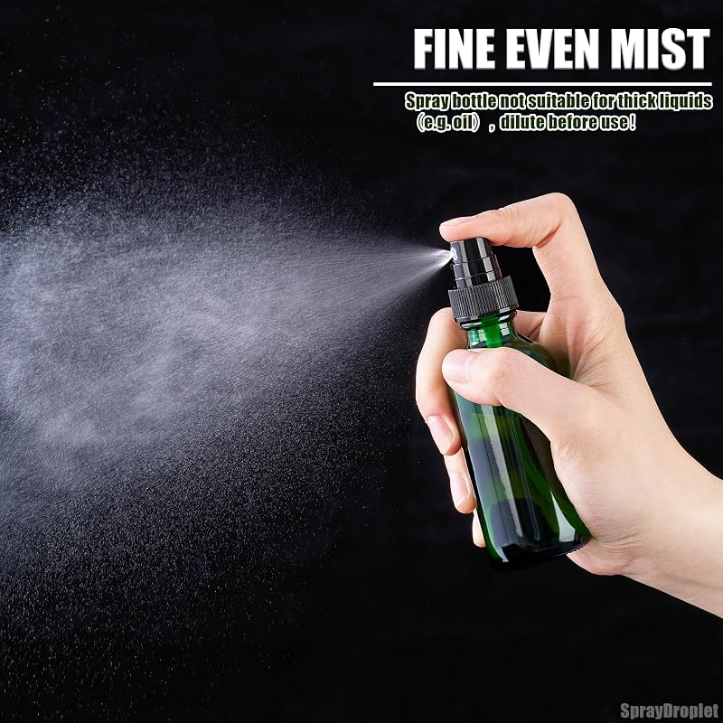 2 oz Glass Spray Bottles Set - Reusable Fine Mist Sprayers, Leak-Proof & Portable (Green, 24pcs) - Skin Care & Perfume