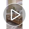 VASAGLE 2-Tier Coffee Table with PVC Rattan Storage Shelf - Oak Beige