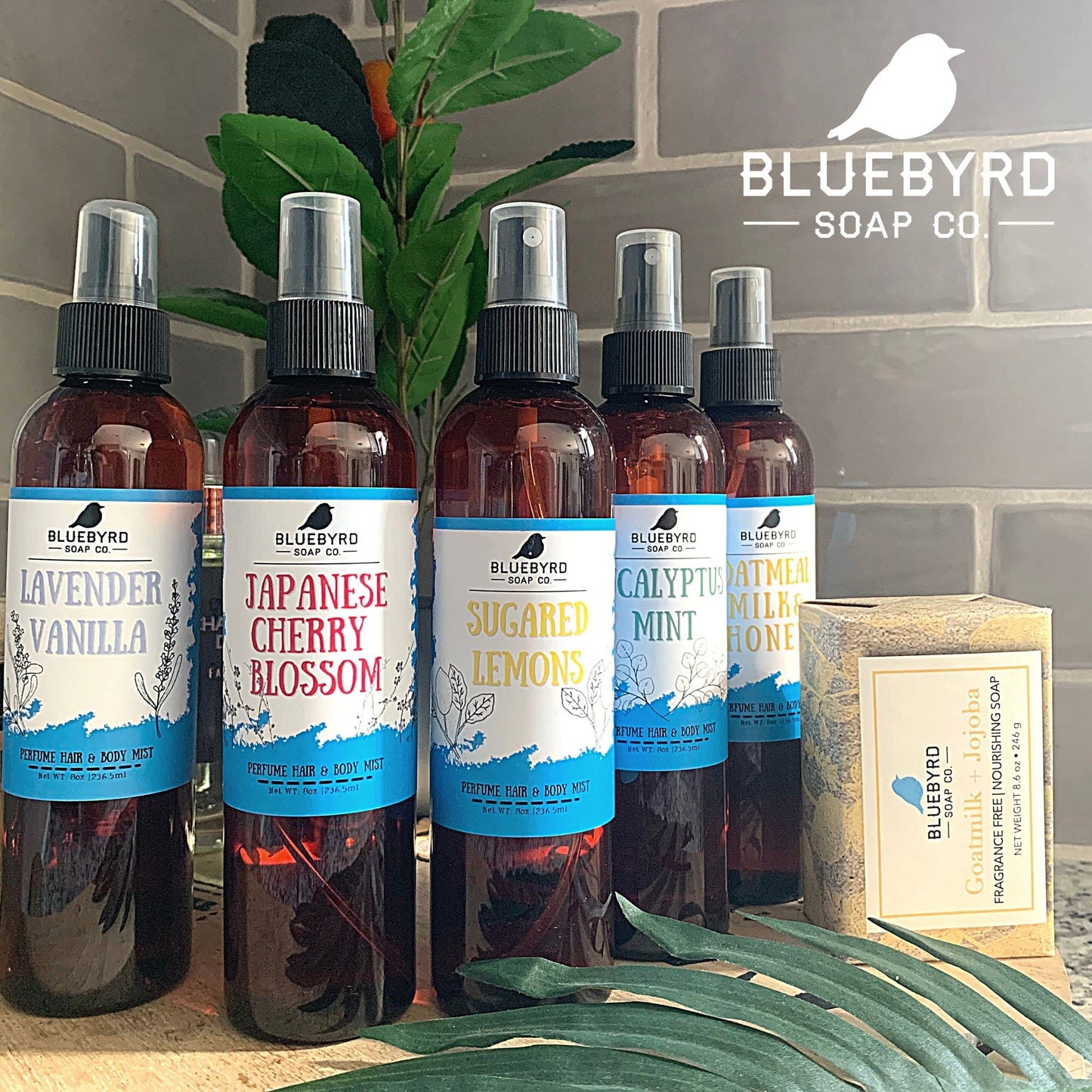 Bluebyrd Soap Co. Eucalyptus Mint Fragrance Hair Perfume and Body Mist | Weightless Relaxing Scented Hair Mist | Alcohol Free - No Parabens, Sulfates, Silicones (Mint)