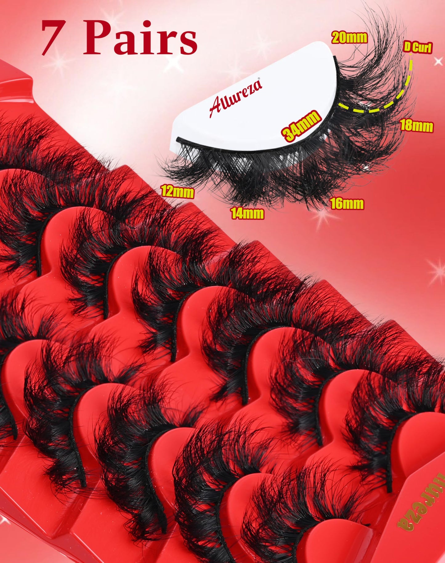 Strip Lashes That Look Like Lash Clusters 12-20mm Fluffy 80D Volume False Eyelashes Wispy Soft Curly Eye Lashes 7 Pairs Waterproof Faux Mink Lashes Big Personality Red Box Lashes, by Allureza