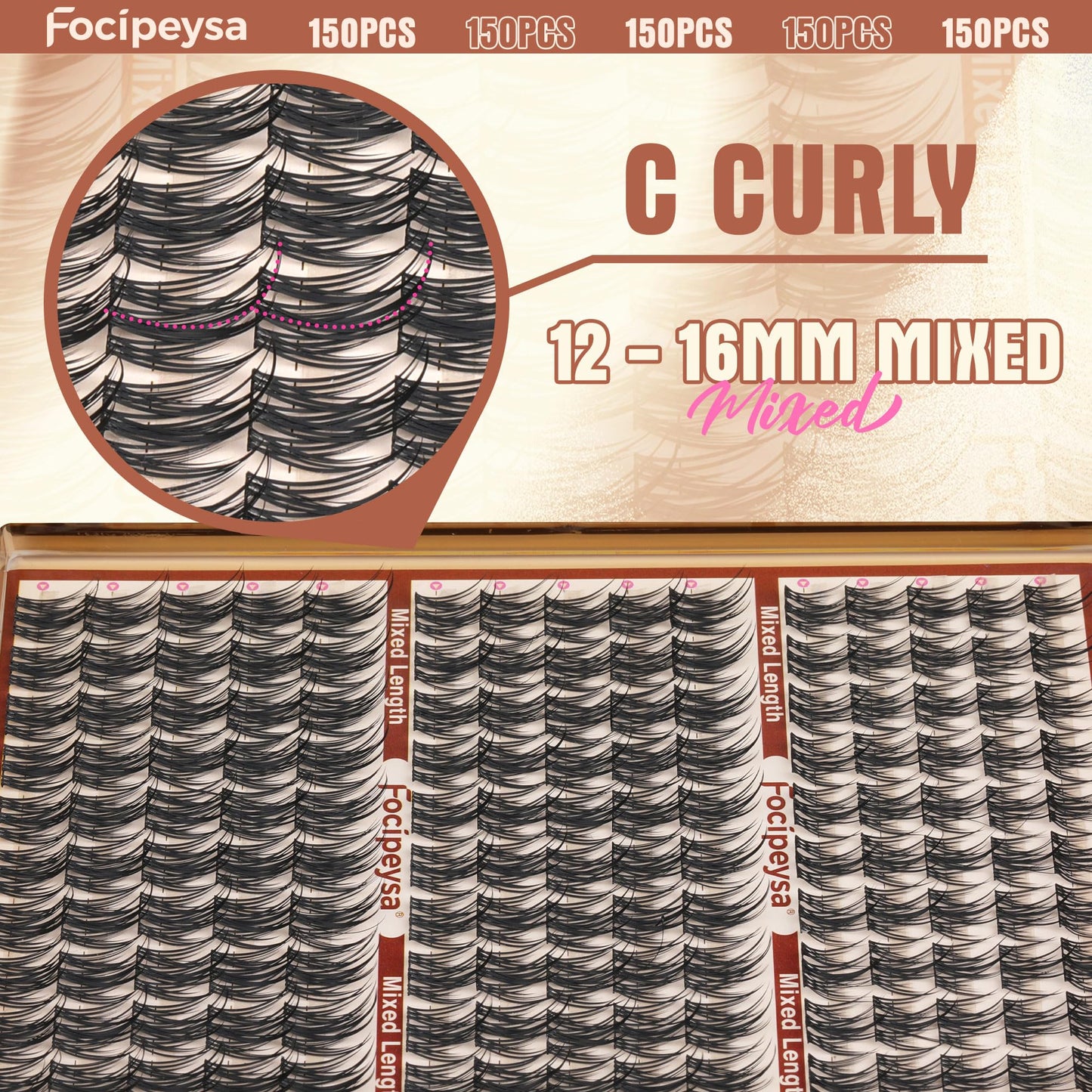 Focipeysa Manga Eyelashes Clusters Wispy Eyelashes Extensions 12-16mm Natural Manga Eyelash Clusters Salon Effect Pestañas Postizas Naturales Spiky Individual Lash Extensions at Home
