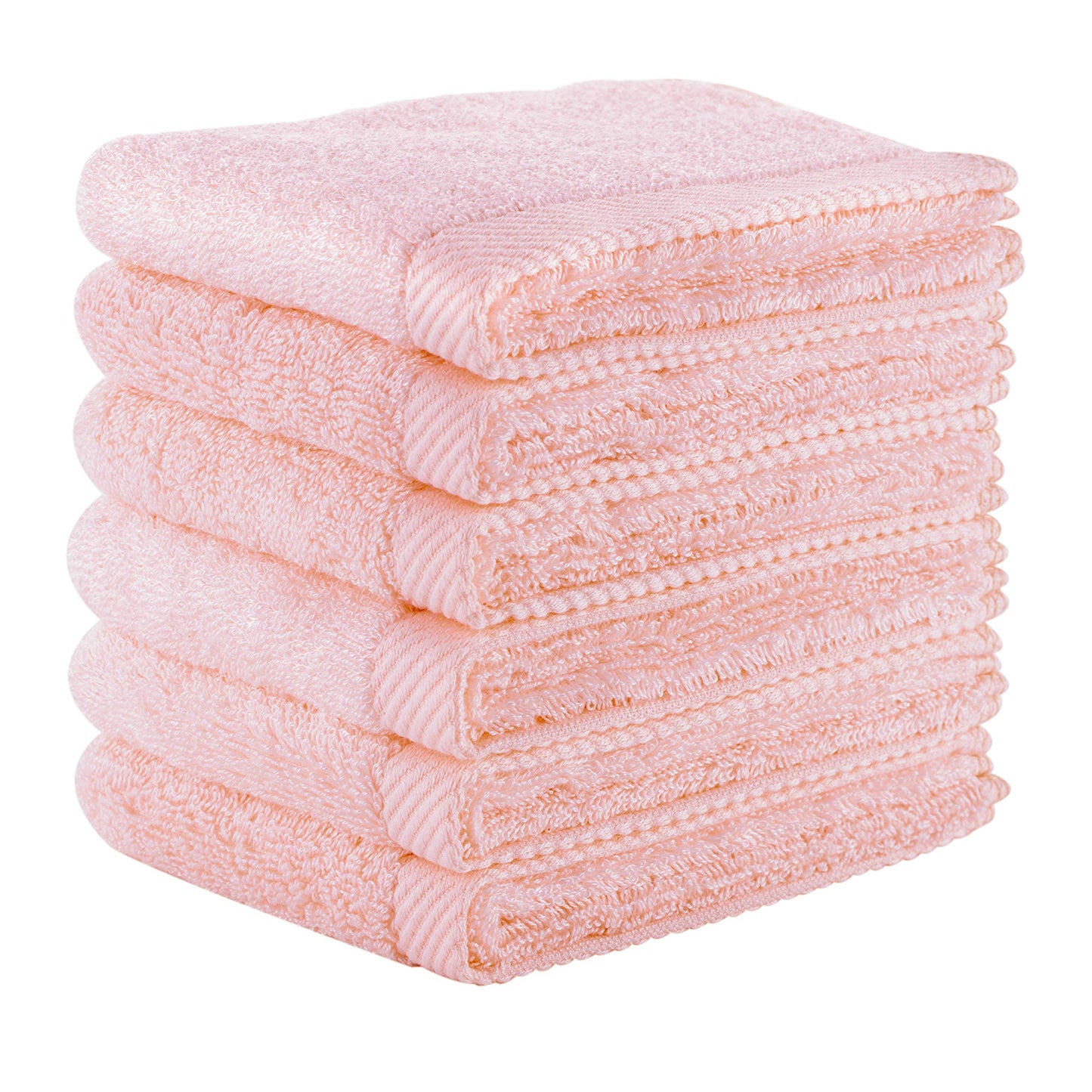 Mother-Earth 6-Pack Bath Washcloths 12"x12" - Soft and Absorbent Face Towels, Quick-Drying Wash Cloths for Sensitive Skin, Premium Quality for Daily Use (Pink Cotton)