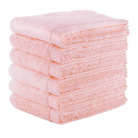 Mother-Earth 6-Pack Bath Washcloths 12"x12" - Soft and Absorbent Face Towels, Quick-Drying Wash Cloths for Sensitive Skin, Premium Quality for Daily Use (Pink Cotton)