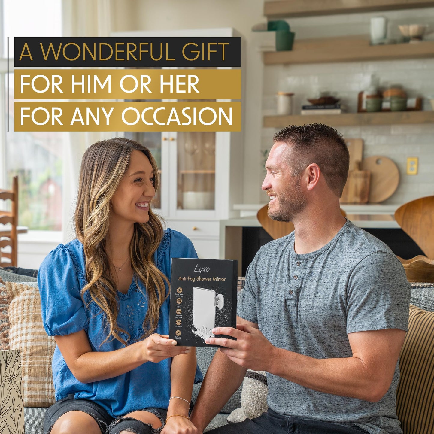 Luxo Shower Mirror, Shower Mirror fogless for Shaving with a Removable Razor Holder - Shaving Mirror for Shower with a Powerful Suction Cup - Shatterproof fogless Mirror for Shower (White)