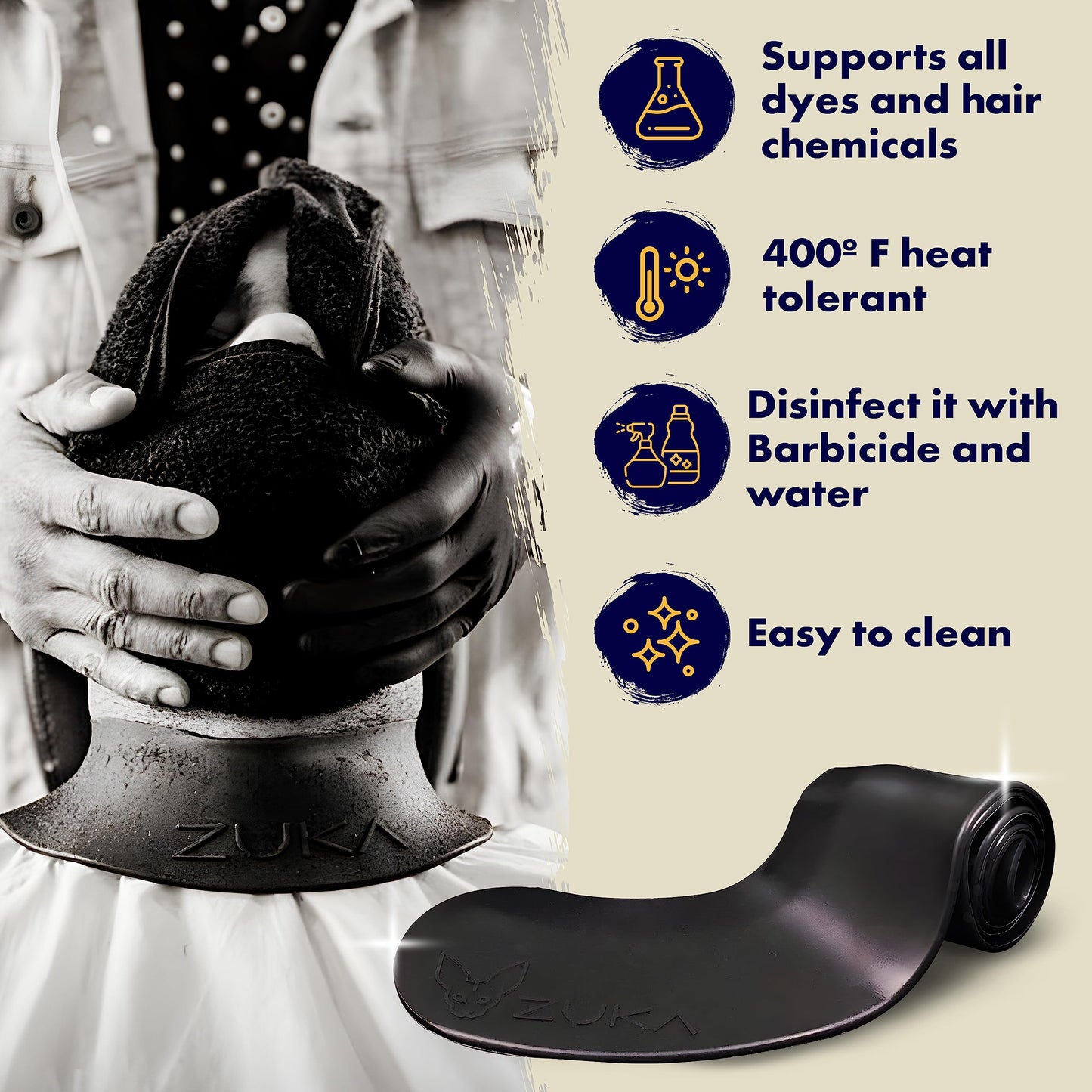 ZUKA Original Cape Seal - Ultimate Neckline Protection - Dry, Comfortable, Sanitary and Safe Choice for Salons (Blue)