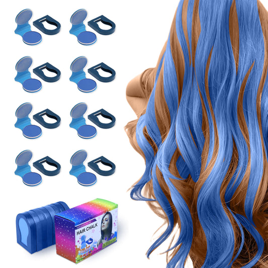 Hair Chalk for Kids hair color kids makeup sets for girls 5-8 Kids' washable hair chalk - temporary hair color that can be washed off after application（Blue）