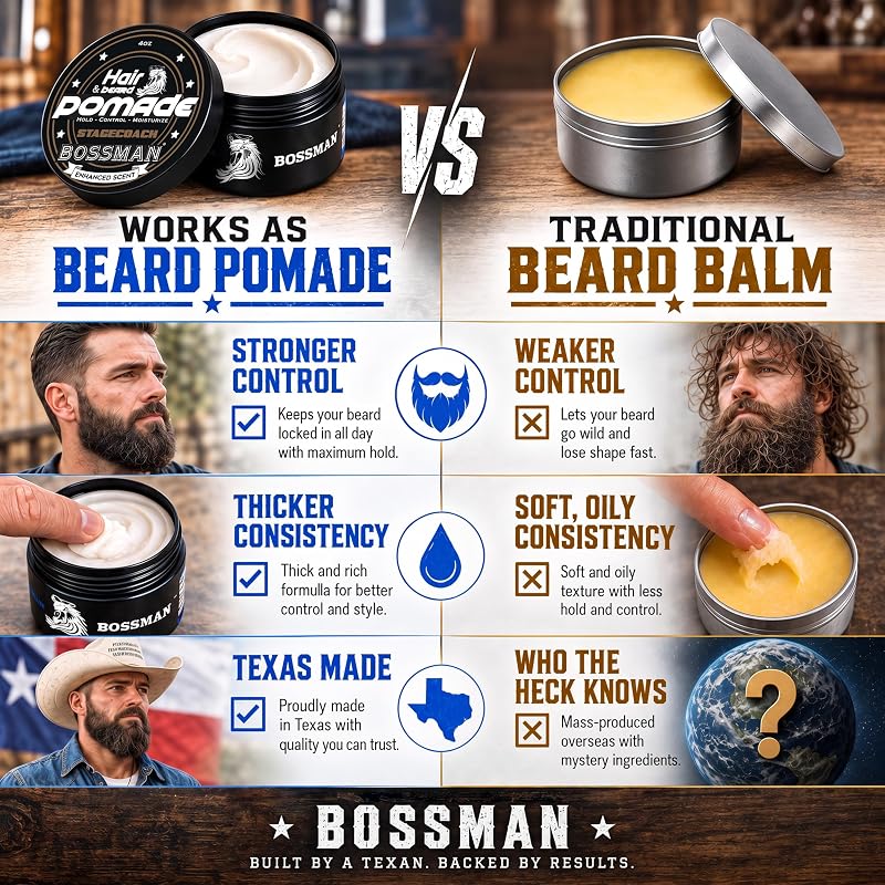 Bossman Stagecoach Pomade 2-in-1 Non-Greasy Beard & Hair Styling - F. Stagecoach
