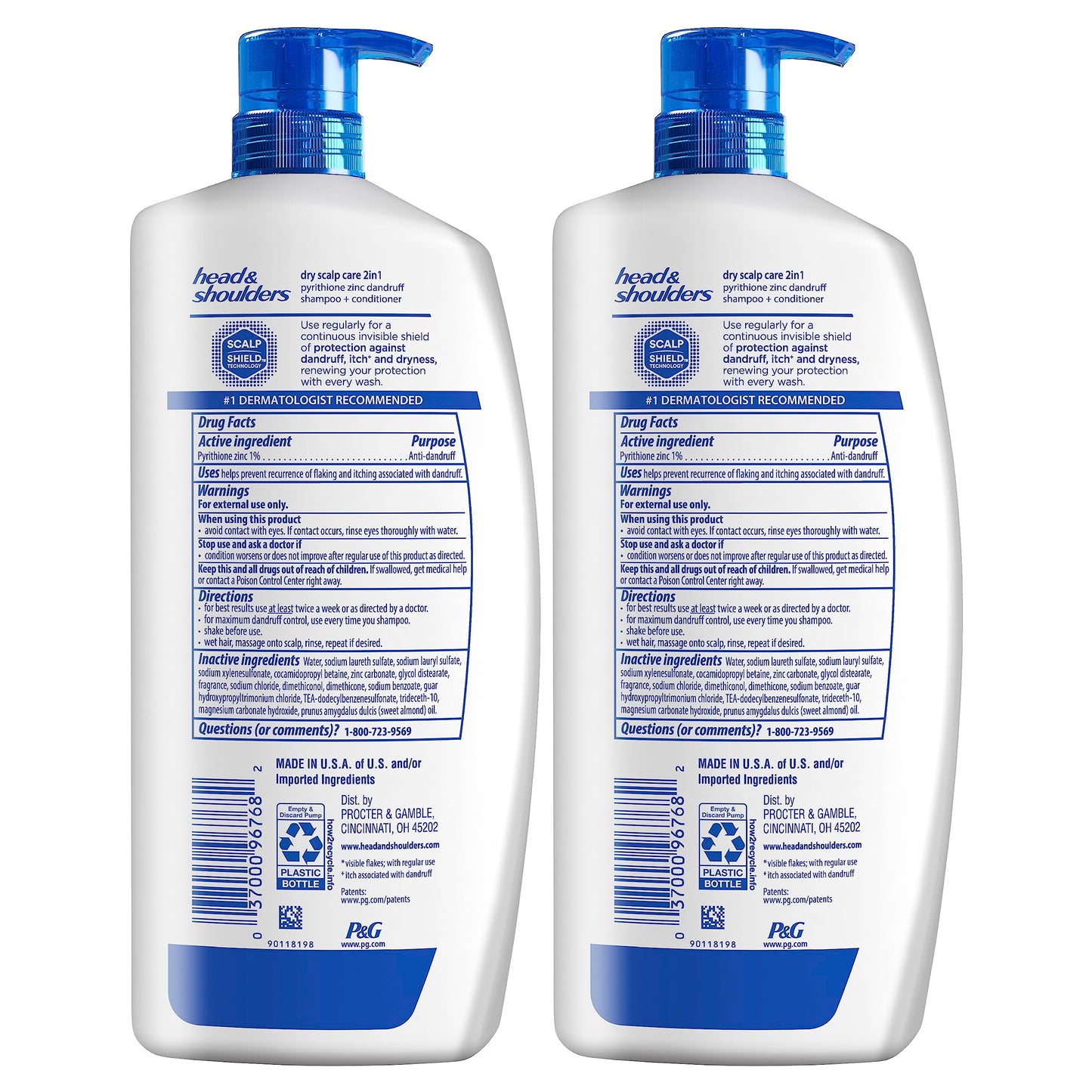 Head & Shoulders 2-in-1 Dandruff Shampoo and Conditioner Set, Advanced Dry Scalp Care, Anti Dandruff Treatment, Nourishing Almond Oil, Itch & Dryness Relief, Scalp Shield, 32.1 Fl Oz Each, 2 Pack