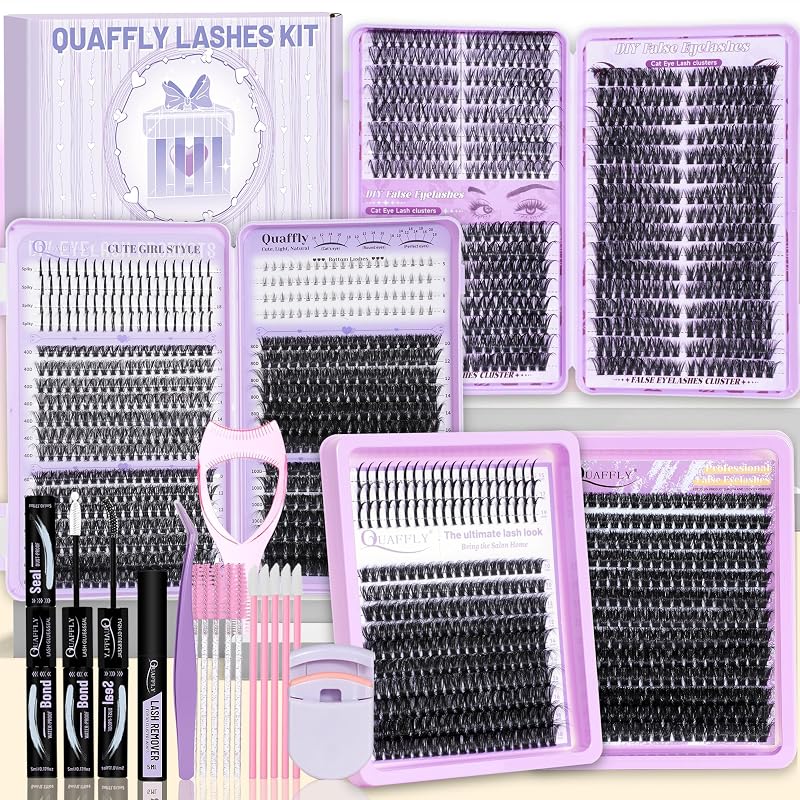 Lash Clusters Kit 1790Pcs with Spike & Bottom Lashes - DIY False Eyelash Extension Set (Variation: Lashes Kit-8)