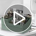 Stackable Makeup Organizer with Drawers for Vanity and Bathroom Counter Black