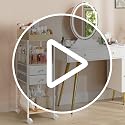White Makeup Organizer with Drawers and Casters - Floor Vanity Storage for Cosmetics & Skincare