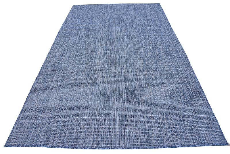 5'3" x 8' Indoor/Outdoor Flatweave Area Rug - Blue/Navy Heathered, Unique Loom