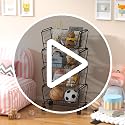 PUSDON Matte Black 6-Tier Stackable Wire Storage Cart with Lockable Wheels