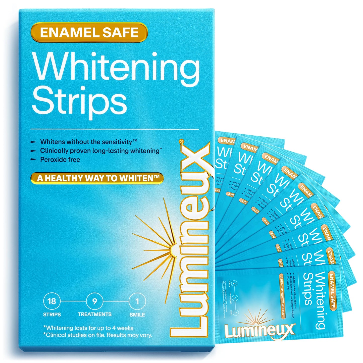 Lumineux Teeth Whitening Strips 9 Treatments – Peroxide Free - Enamel Safe for Whiter Teeth - Whitening Without The Sensitivity - Dentist Formulated - Sensitivity Free