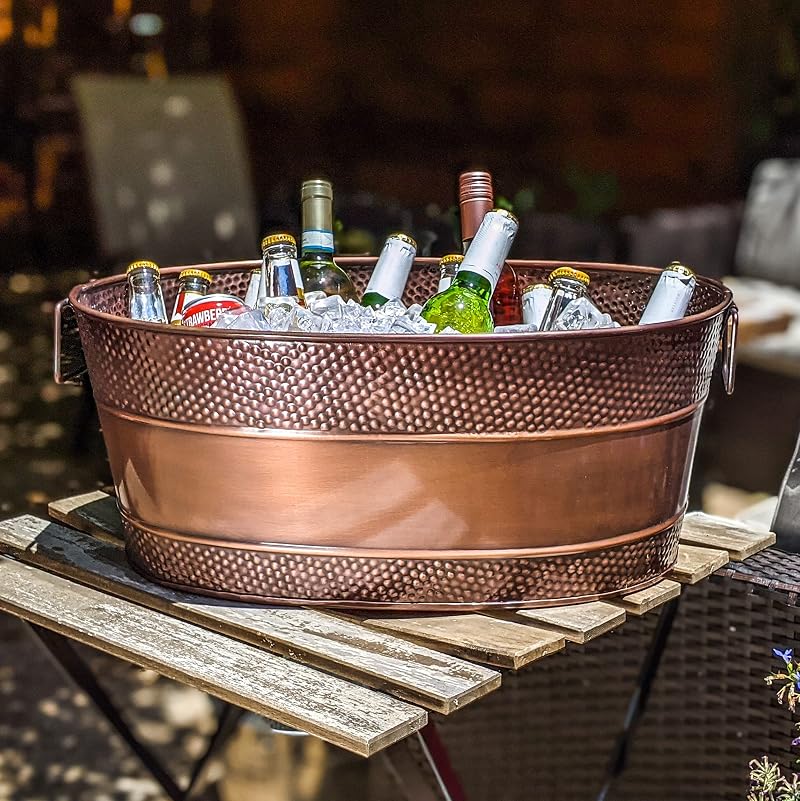 Copper Finish Heavy-Duty Beverage Tub, 6 Gallon – Oval by Brekx (Variation: Copper)