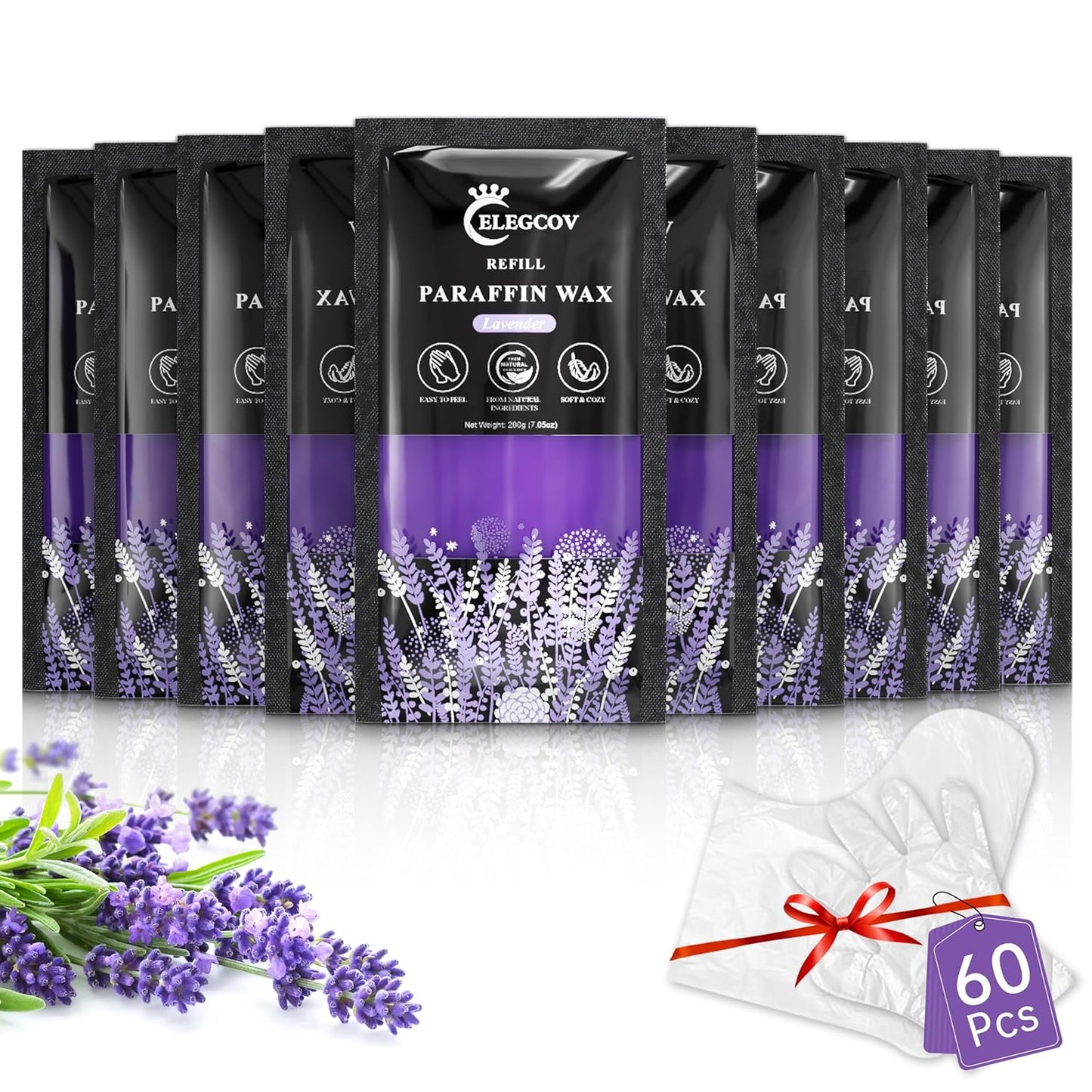 Lavender Scented Paraffin Wax Refills - 10 Pack for Hand & Feet Moisturizing Treatment