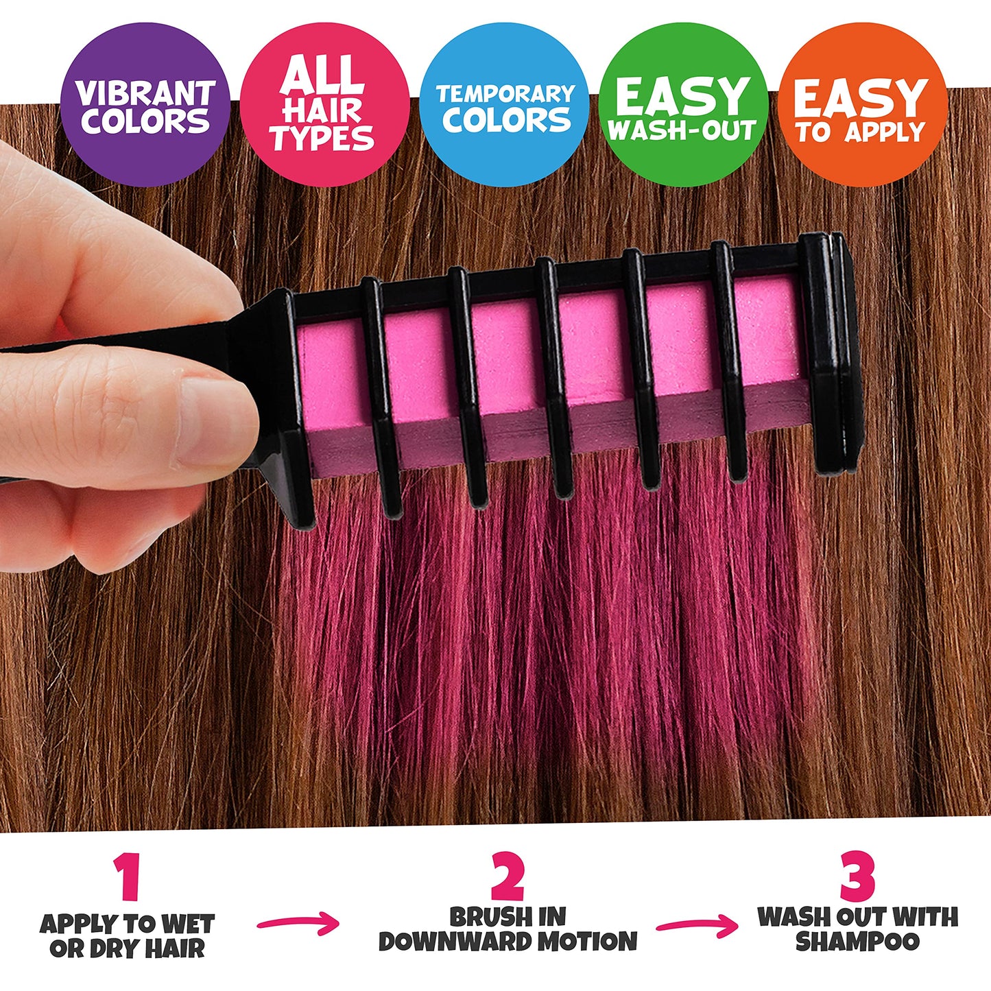 Blue Squid Vibrant Temporary Hair Color Combs for Kids - Washable Hair Dye, Teenage Girls Gifts for Ages 6-12