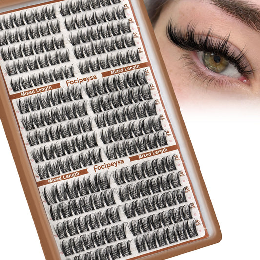 Focipeysa Natural Lash Clusters Wispy Lash Extensions 12-16mm Spiky Manga Eyelash Clusters Salon Effect Pestañas Postizas Naturales DIY Individual Eyelash Extensions at Home