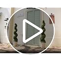 Artificial Boxwood Spiral Topiary Trees 3ft Outdoor Set of 2 - Weather-Resistant Garden Decor