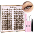 Brown Lash Clusters Kit Dark Brown Eyelash Clusters 120 Pcs Natural Lash Extension Kit 10-16MM CC Curl Individual Lashes Kit with Lash Bond and Seal Lash Glue and Tweezers by Mavphnee