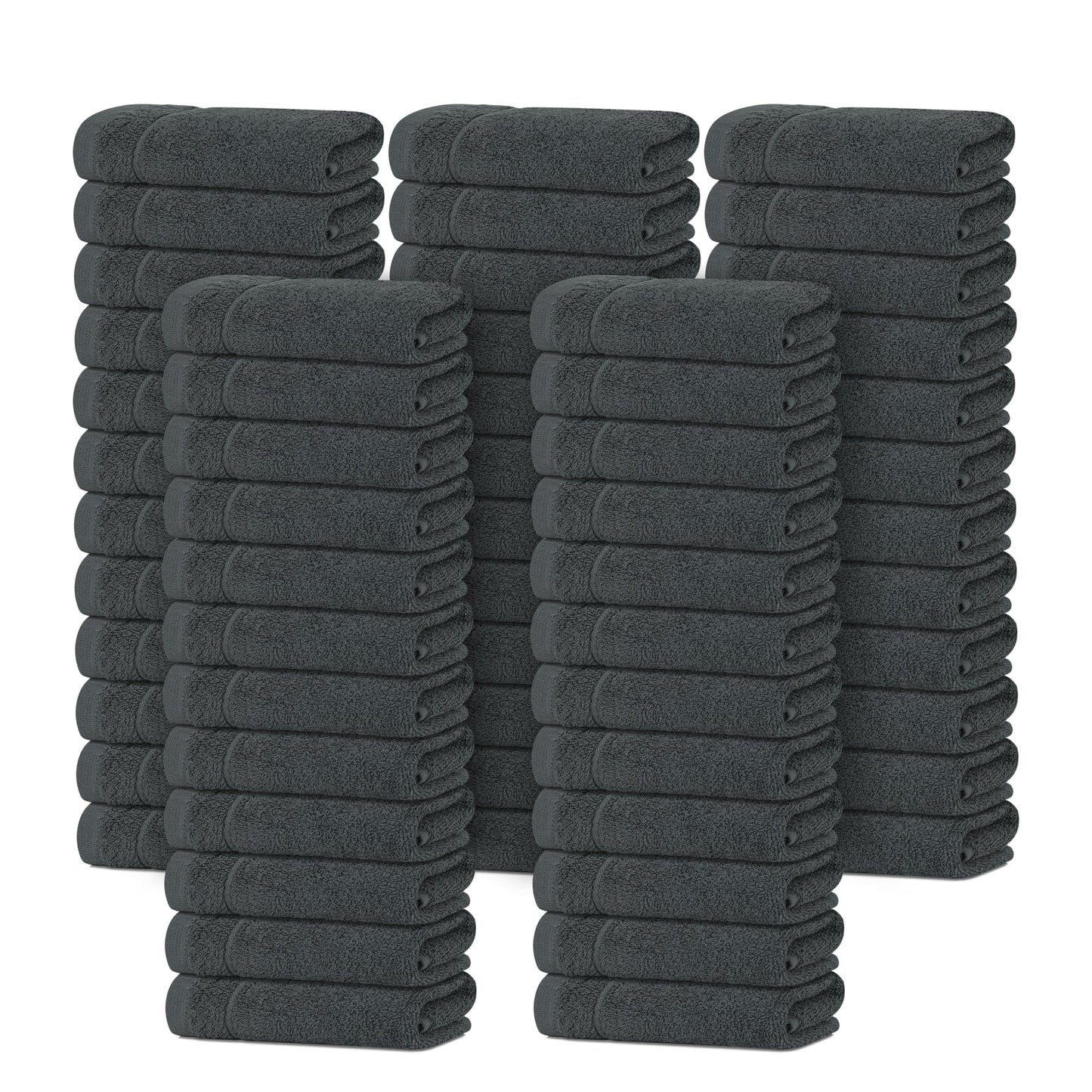 Tens Towels Pack of 60 Washcloths, 12 x 12 Inches, Lighter Weight, Quick to Dry, Super Soft & Absorbent, Gentle Face Towels, Hotel Quality, Perfect for Bathroom, Gym, Spa, Dark Grey