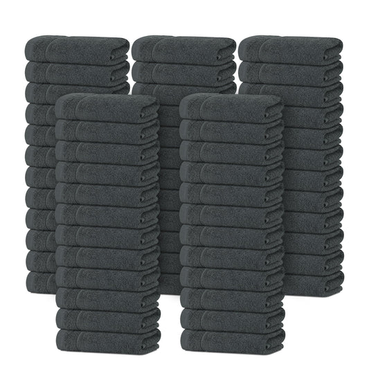 Tens Towels Pack of 60 Washcloths, 12 x 12 Inches, Lighter Weight, Quick to Dry, Super Soft & Absorbent, Gentle Face Towels, Hotel Quality, Perfect for Bathroom, Gym, Spa, Dark Grey