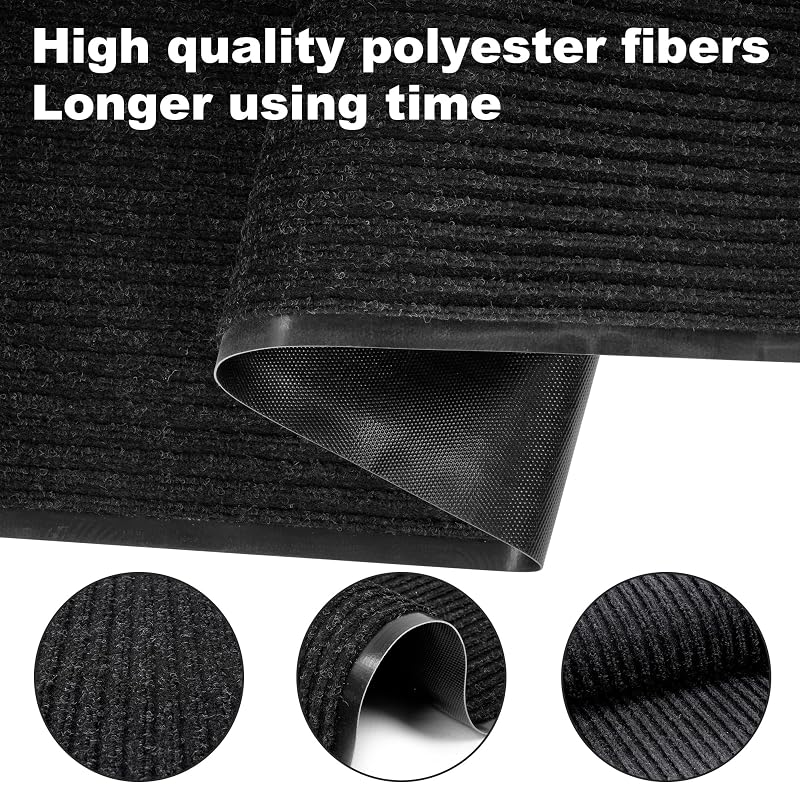 Commercial Floor Mat 3' x 16'5" Indoor/Outdoor - Black with Variation: Black+2'11" x 16'5"